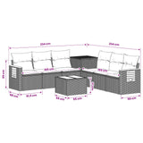 vidaXL Bankstel 8 st Zwart Poly Rattan en Staal