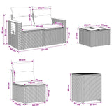 vidaXL Bankstel 8 st Zwart Poly Rattan en Staal