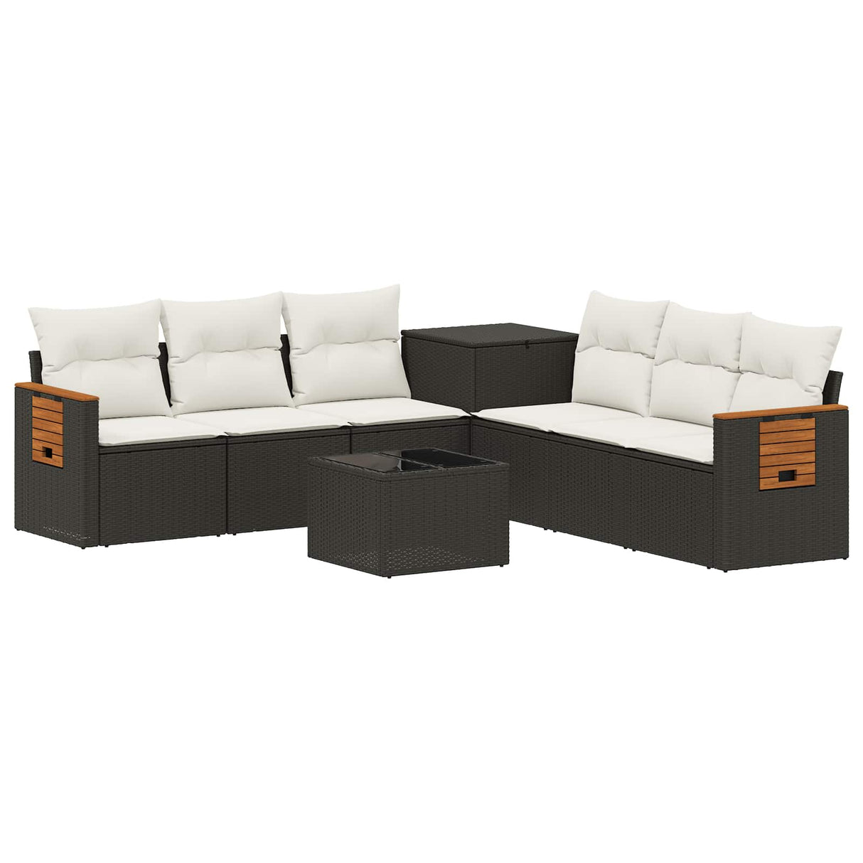 vidaXL Bankstel 8 st Zwart Poly Rattan en Staal