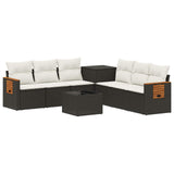 vidaXL Bankstel 8 st Zwart Poly Rattan en Staal