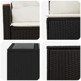 vidaXL Bankstel 8 st Zwart Poly Rattan en Staal