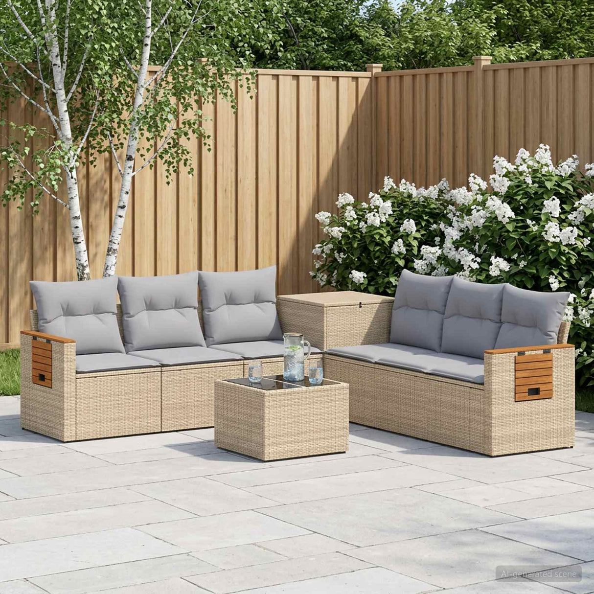 vidaXL Bankstel 8 st Zwart Poly Rattan en Staal