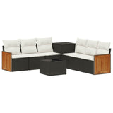 vidaXL Bankstel 8 st Zwart Poly Rattan en Staal