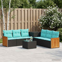 vidaXL Bankstel 8 st Zwart Poly Rattan en Staal