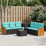 vidaXL Bankstel 8 st Zwart Poly Rattan en Staal