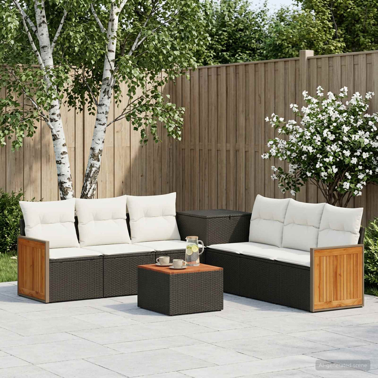 vidaXL Bankstel 8 st Zwart Poly Rattan en Staal