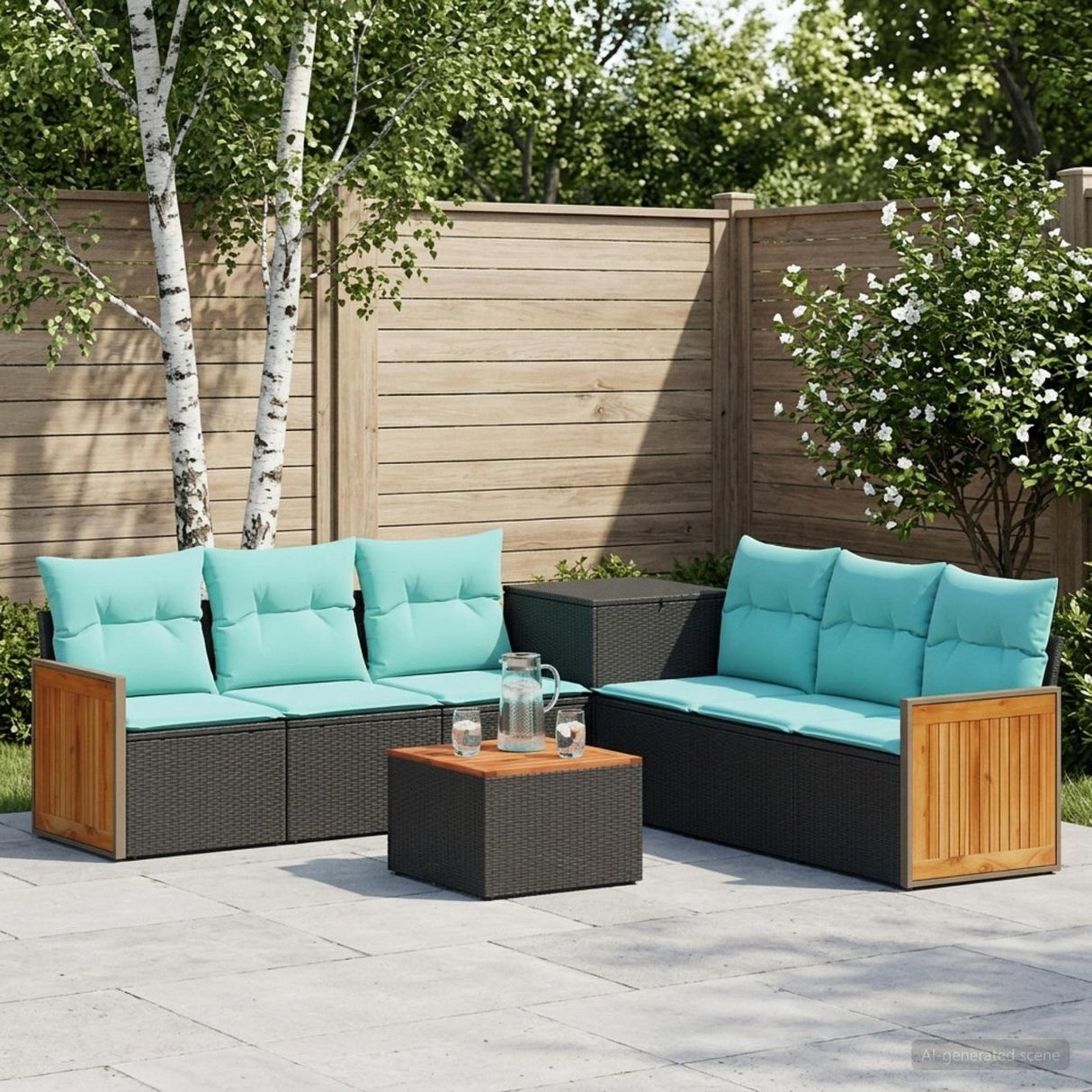 vidaXL Bankstel 8 st Zwart Poly Rattan en Staal