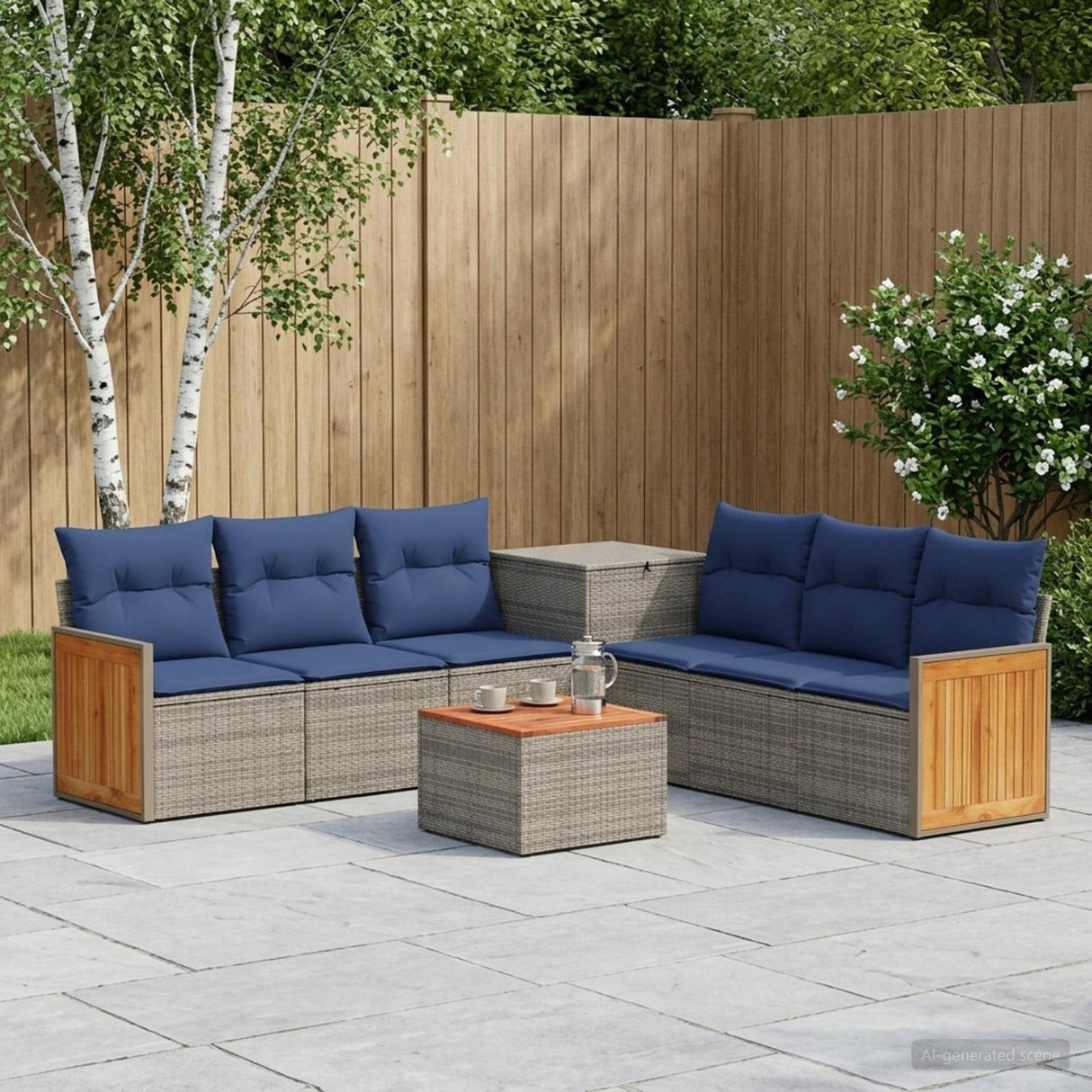 vidaXL Bankstel 8 st Zwart Poly Rattan en Staal