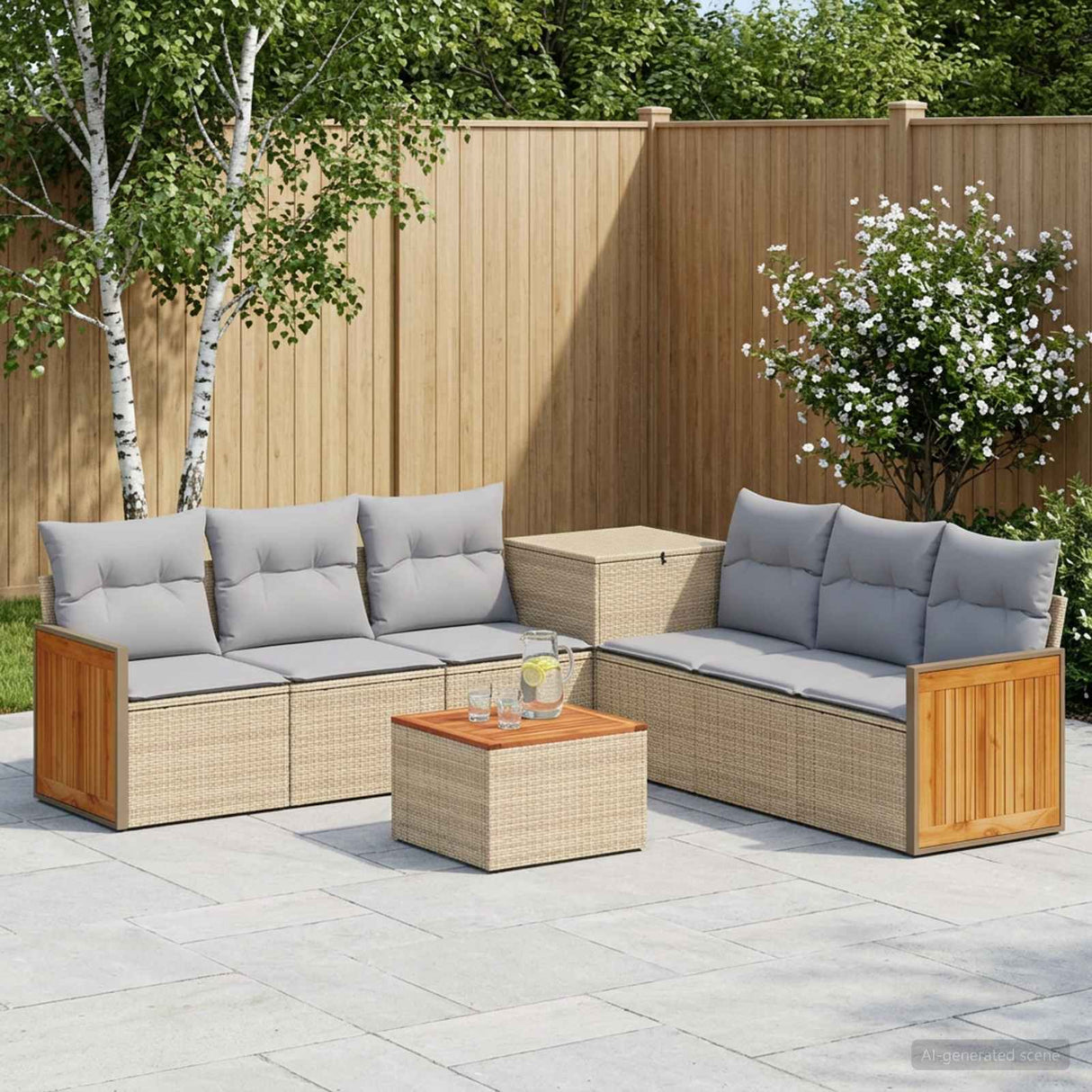 vidaXL Bankstel 8 st Zwart Poly Rattan en Staal