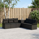 vidaXL Bankstel 7 st Zwart Poly Rattan en Staal