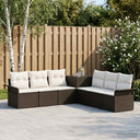 vidaXL Bankstel 7 st Zwart Poly Rattan en Staal