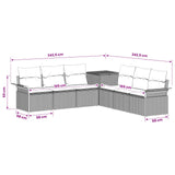 vidaXL Bankstel 7 st Zwart Poly Rattan en Staal