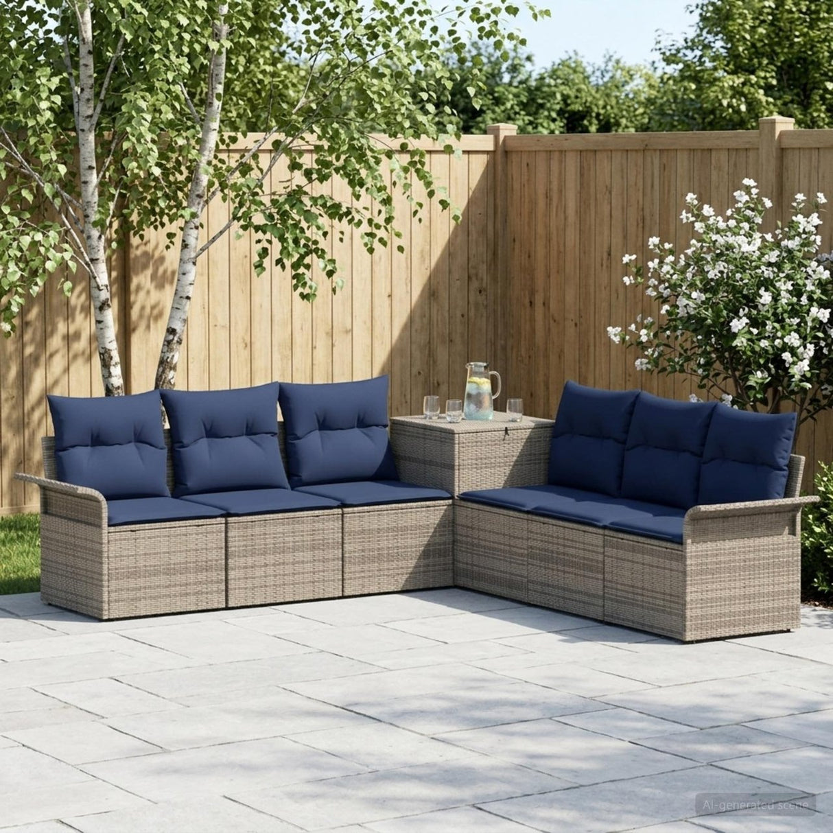 vidaXL Bankstel 7 st Zwart Poly Rattan en Staal