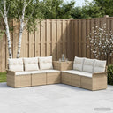 vidaXL Bankstel 7 st Zwart Poly Rattan en Staal
