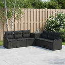 vidaXL Bankstel 7 st Zwart Poly Rattan en Staal