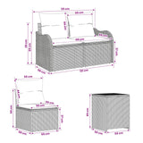 vidaXL Bankstel 7 st Zwart Poly Rattan en Staal