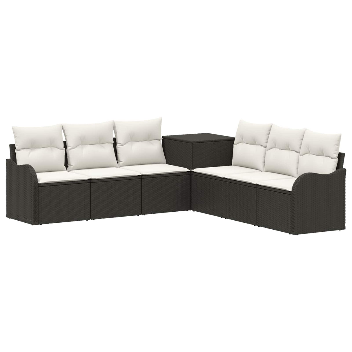 vidaXL Bankstel 7 st Zwart Poly Rattan en Staal
