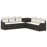 vidaXL Bankstel 7 st Zwart Poly Rattan en Staal