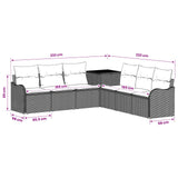 vidaXL Bankstel 7 st Zwart Poly Rattan en Staal