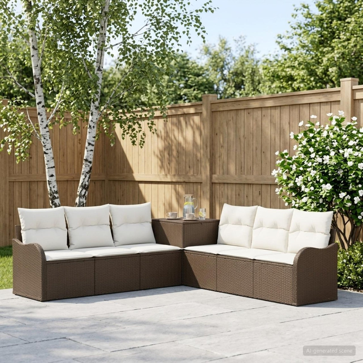 vidaXL Bankstel 7 st Zwart Poly Rattan en Staal