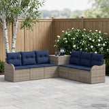 vidaXL Bankstel 7 st Zwart Poly Rattan en Staal