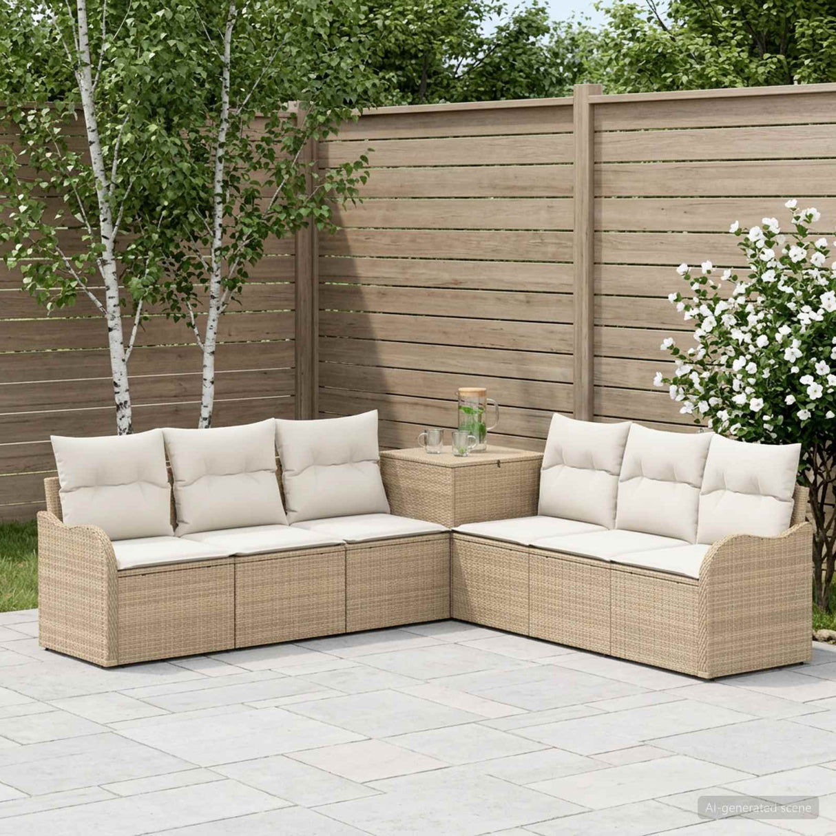 vidaXL Bankstel 7 st Zwart Poly Rattan en Staal