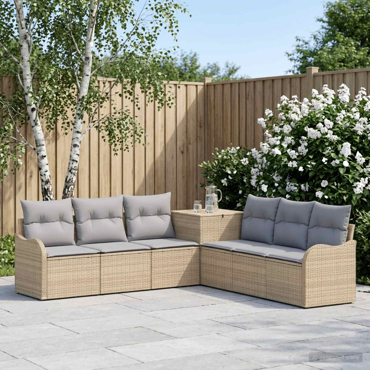 vidaXL Bankstel 7 st Zwart Poly Rattan en Staal
