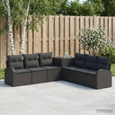 vidaXL Bankstel 7 st Zwart Poly Rattan en Staal