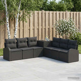 vidaXL Bankstel 7 st Zwart Poly Rattan en Staal