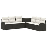 vidaXL Bankstel 7 st Zwart Poly Rattan en Staal