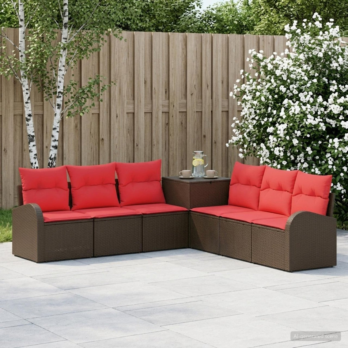vidaXL Bankstel 7 st Zwart Poly Rattan en Staal