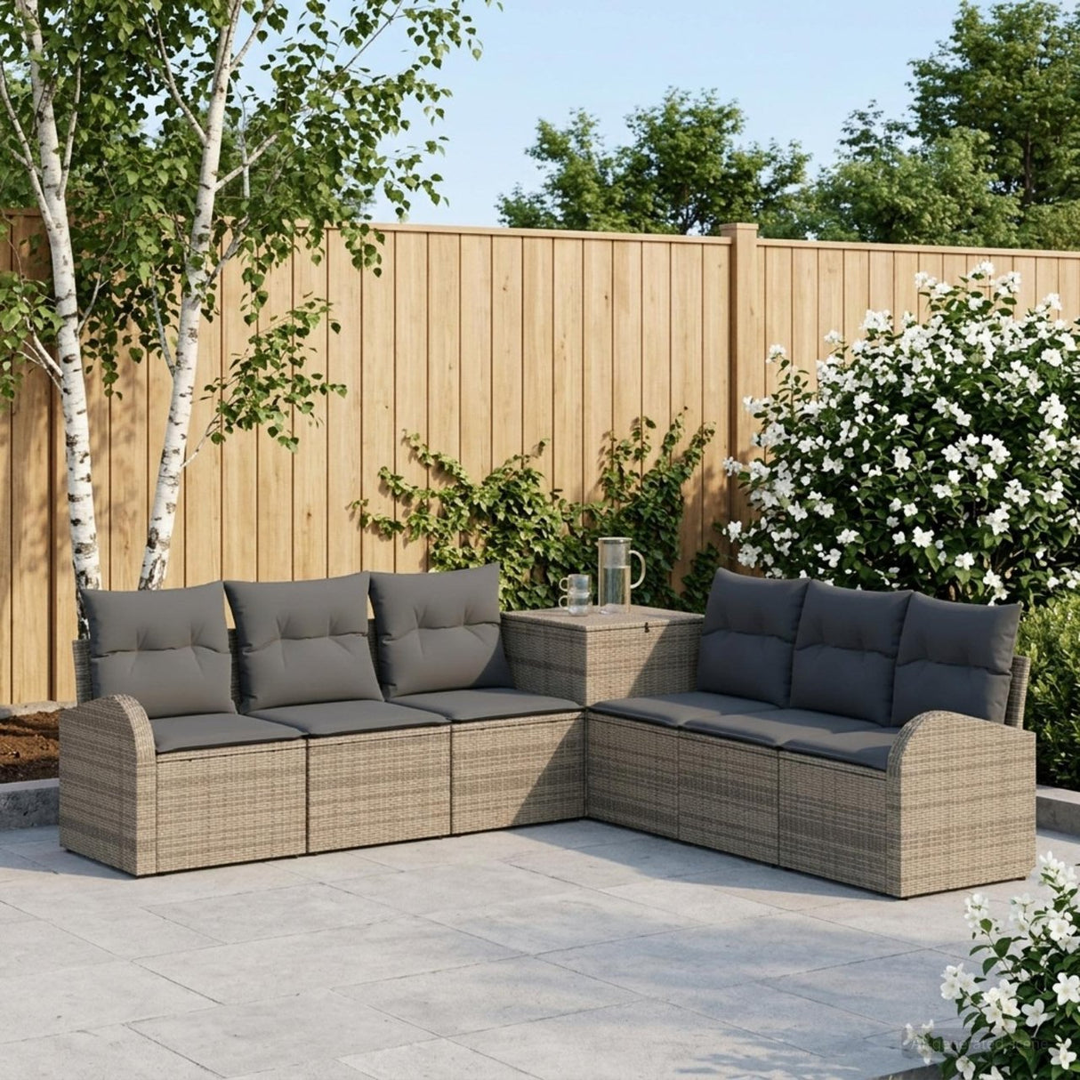 vidaXL Bankstel 7 st Zwart Poly Rattan en Staal