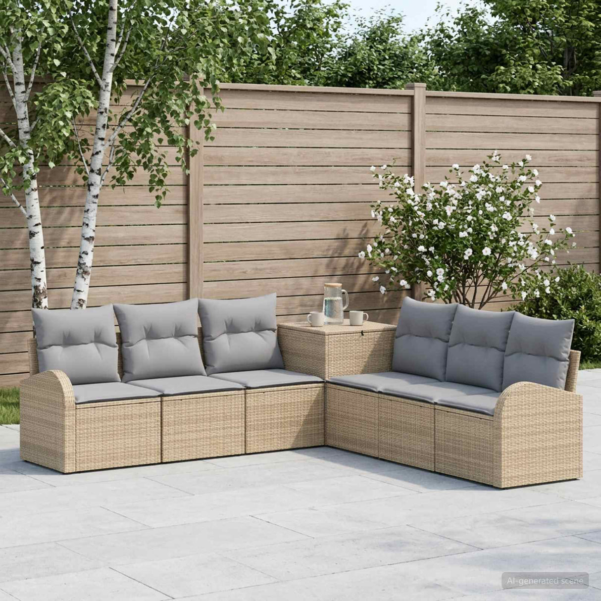 vidaXL Bankstel 7 st Zwart Poly Rattan en Staal
