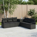 vidaXL Bankstel 7 st Zwart Poly Rattan en Staal