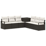 vidaXL Bankstel 7 st Zwart Poly Rattan en Staal