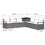 vidaXL Bankstel 7 st Zwart Poly Rattan en Staal