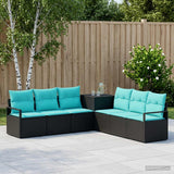 vidaXL Bankstel 7 st Zwart Poly Rattan en Staal