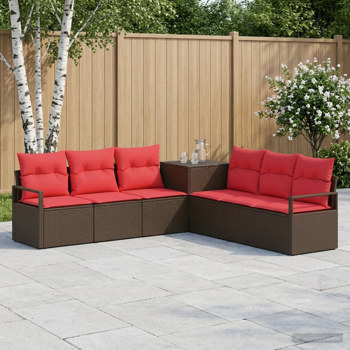 vidaXL Bankstel 7 st Zwart Poly Rattan en Staal