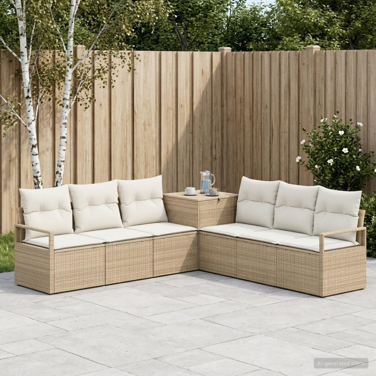 vidaXL Bankstel 7 st Zwart Poly Rattan en Staal