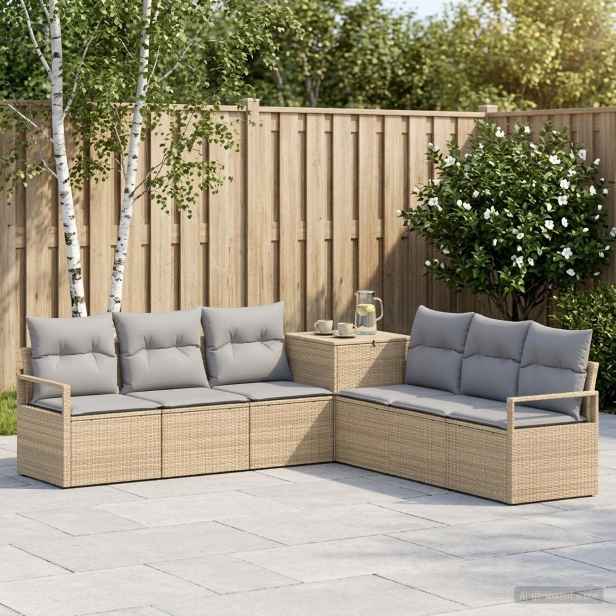 vidaXL Bankstel 7 st Zwart Poly Rattan en Staal