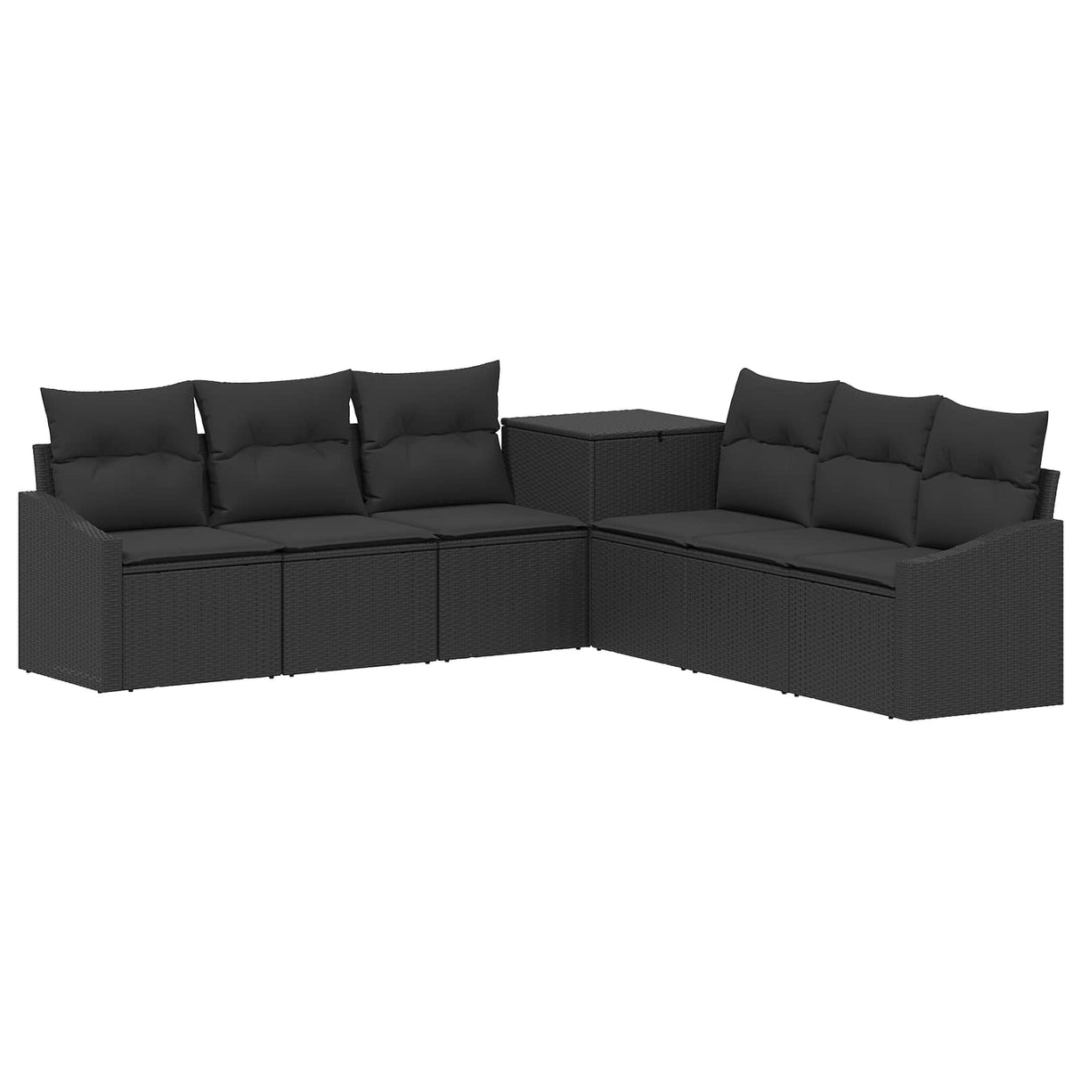 vidaXL Bankstel 7 pcs Zwart Poly Rattan en Staal