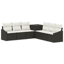 vidaXL Bankstel 7 pcs Zwart Poly Rattan en Staal