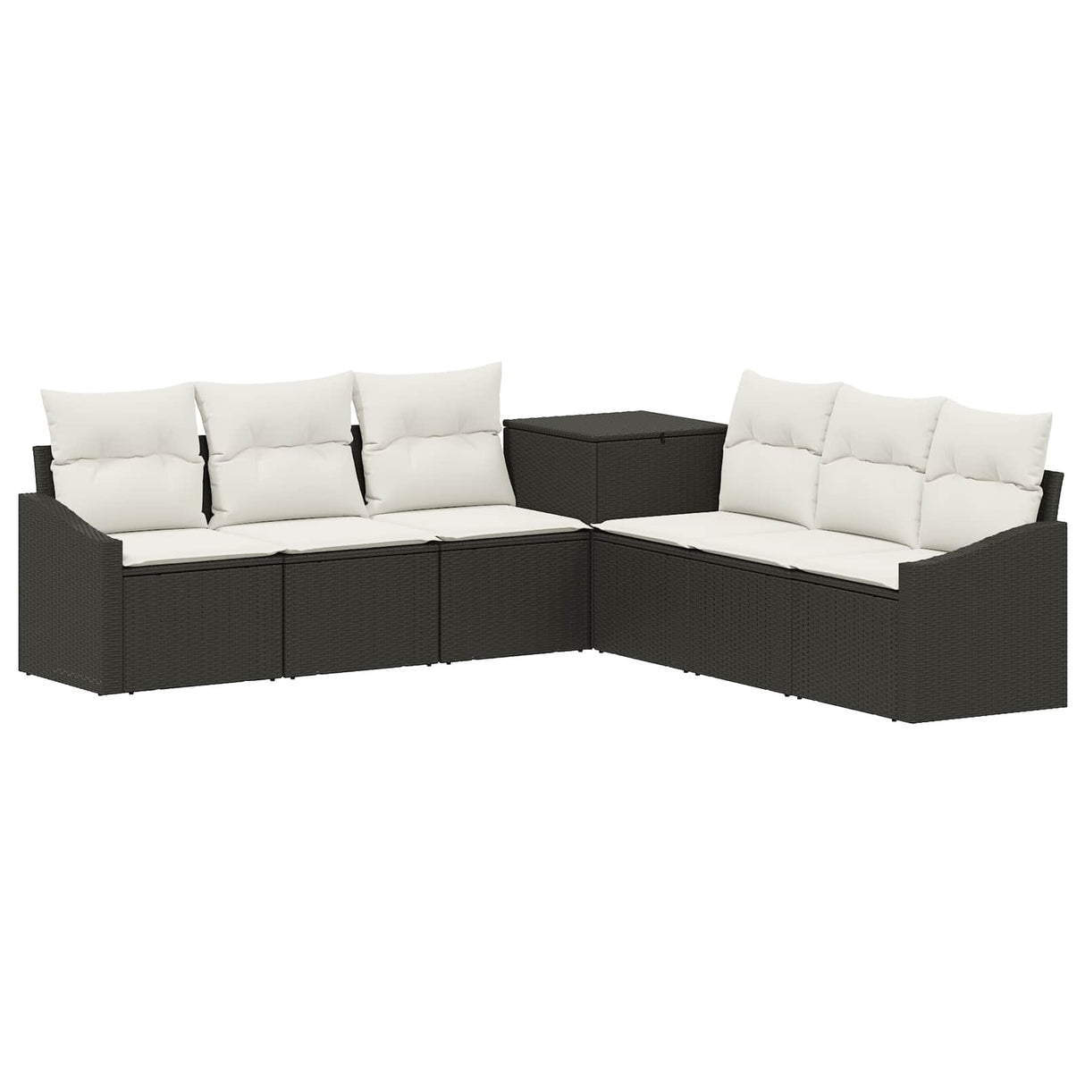 vidaXL Bankstel 7 pcs Zwart Poly Rattan en Staal