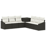 vidaXL Bankstel 7 pcs Zwart Poly Rattan en Staal
