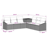 vidaXL Bankstel 7 pcs Zwart Poly Rattan en Staal