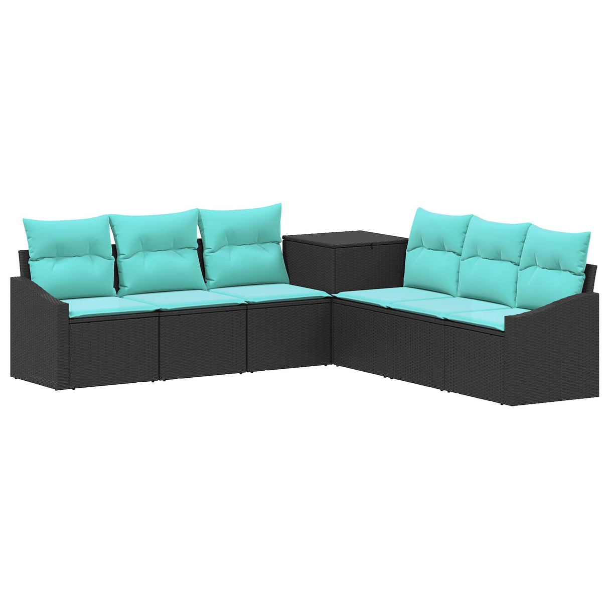 vidaXL Bankstel 7 pcs Zwart Poly Rattan en Staal