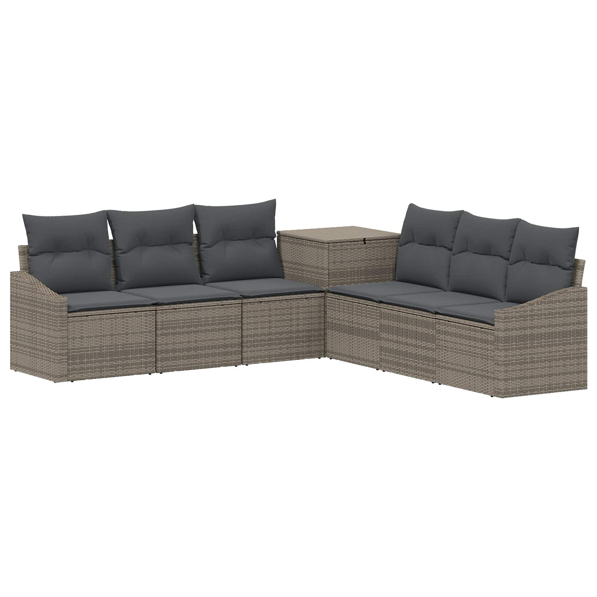 vidaXL Bankstel 7 pcs Zwart Poly Rattan en Staal