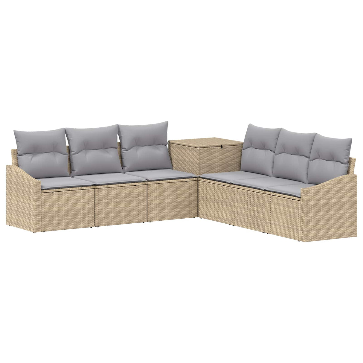 vidaXL Bankstel 7 pcs Zwart Poly Rattan en Staal
