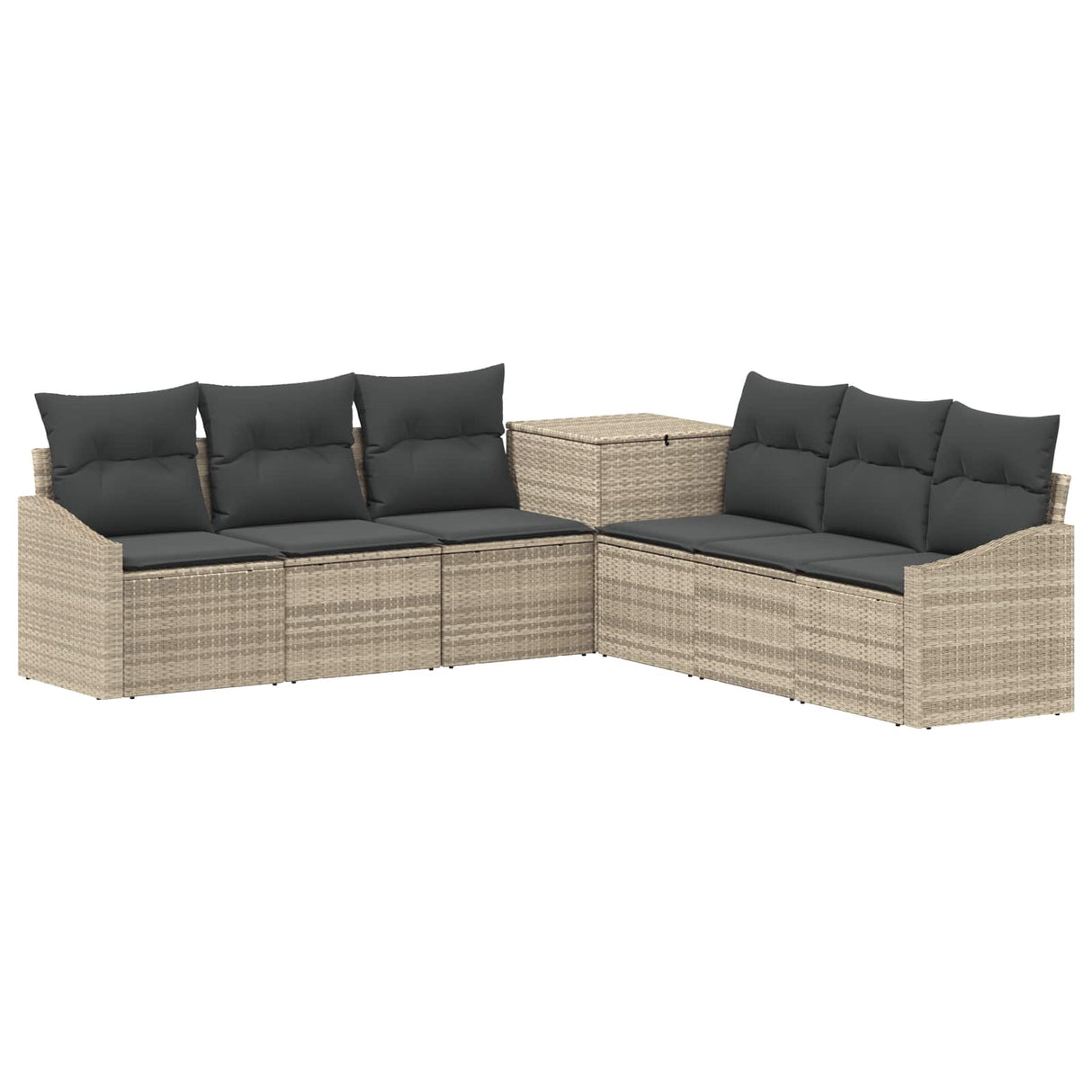 vidaXL Bankstel 7 pcs Zwart Poly Rattan en Staal