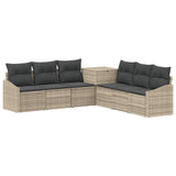 vidaXL Bankstel 7 pcs Zwart Poly Rattan en Staal